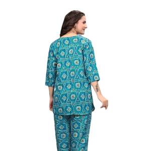 Ensemble coordonné pour femmes Kiran Nexus, tissu microfibre écologique, col rond, imprimé marron, haute qualité, grande taille, vente en gros - Product Image 4