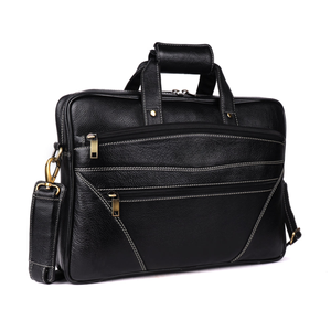 Sac pour ordinateur portable en cuir pour hommes, mallette de bureau |   Sac à bandoulière pour ordinateur portable avec plusieurs poches zippées - Product Image 1