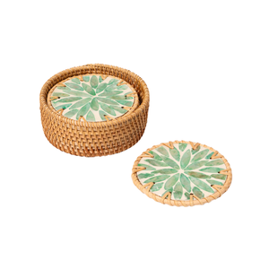 Sous-verres et sets de table en rotin écologique durable de haute qualité avec nacre – Meilleures ventes, décoration d'intérieur haut de gamme, vente en gros - Product Image 1