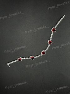 Luxury <b>Red</b> Heart 925 Silver <b>Bracelet</b> Iced Out Moissanite Diamond Unique Fashion Tennis <b>Bracelet</b> Unisex Wear - Product Image 1