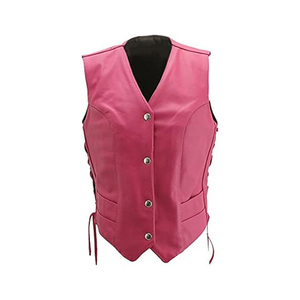 Chaleco de cuero PU para mujer, cuello en V, cierre de cremallera, sin mangas, color sólido, estilo motero, ropa exterior - Product Image 5
