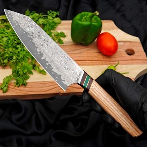 Couteau de chef en acier inoxydable forgé à la main, 6-7,9 pouces, manche en bois d'olivier, étui en cuir, finition satinée, ambidextre, style artisanal, 3,0 mm - Product Image 4