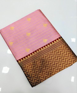 Pink Banarasi <b>Saree</b> <b>Maroon</b> Border Women Ethnic Quick Dry Casual Floor Length Regular All Seasons 85169 TWT 1095 - Product Image 4