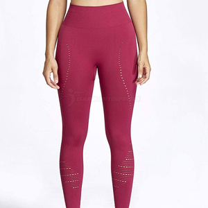 Leggings pour femmes à taille haute, longueur intégrale, couleur unie, tricotés en spandex et polyester, extensibles, respirants, style sportif - Product Image 1