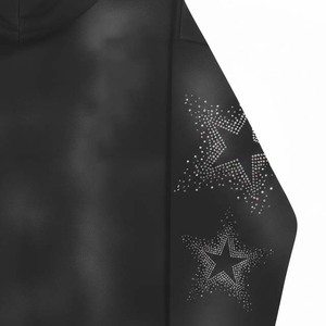 Men's Oversized Hooded Sweatshirt <b>Black</b> Rhinestone Star Print Streetwear French Terry Pullover Regular Fit Autumn Wear <b>Hoodies</b> - Product Image 5