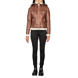 Women Cropped <b>Real</b> <b>Leather</b> <b>Biker</b> <b>Jacket</b> Ladies Moto Slim Fit Zip-Up Black Customized Embroidery Factory Price Wholesale - Product Image 4