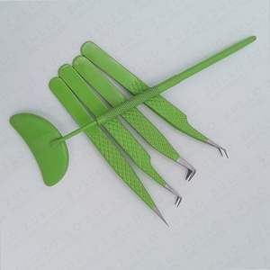 Professional Green Diamond Grip Stainless Steel Eyelash Extension Tweezers Pointed Tip Mirror Handle Sustainable Lash <b>Tool</b> - Product Image 2