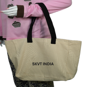 <b>Large</b> Capacity Fashion Tote Bag <b>Plain</b> Structured Sustainability Eco Friendly Recycled Organic Black Cotton <b>Canvas</b> Custom Printed - Product Image 3