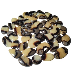 Cabochon de Septarien Jaune Naturel, Pierre Précieuse en Vrac Certifiée par un Tier Tiers, 20-40mm, Poli à la Main, Dos Plat Lisse, Coupe Ovale pour Bijoux - Product Image 6