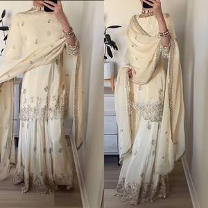 Women's Designer Diwali <b>Wedding</b> Party Wear <b>Top</b> Sharara Plazzo Dupatta Natural Crep Material 5mm Embroidery Quick Dry - Product Image 5