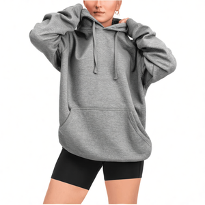 Sweat-shirt à capuche noir unisexe surdimensionné avec poche avant, coupe classique, tissu en molleton français, vêtement d'automne - Product Image 4