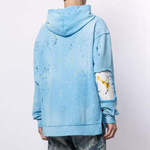 Pull-over d'hiver unisexe en molleton 100 % coton, personnalisé avec logo, coupe oversize, zippé, manches effet usé, respirant pour homme – Vente en gros - Product Image 4