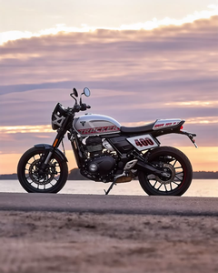 TRIUMPH "<b>TRACKER</b> 400" <b>MOTORCYCLE</b> with Silver Black Sport Bike Dual Exhaust With Number Plate 400 - Product Image 2
