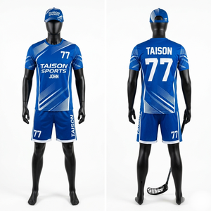 Ensemble uniforme de football de sol en polyester 180 GSM de qualité supérieure, bleu ciel avec panneau latéral noir, logo personnalisé par sublimation - Product Image 3