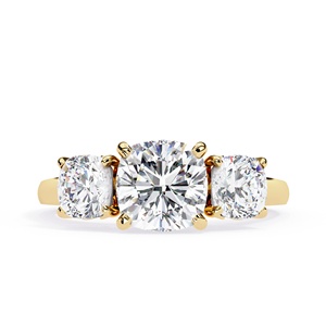Bague en or massif 14 carats avec diamant de laboratoire taille coussin 2 carats, design unique, pierres latérales taille coussin, bijou raffiné, conception personnalisée pour cadeau - Product Image 4