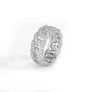 Anillos estilo cadena cubana con diamantes de laboratorio Iced Out, joyería unisex de hip hop, anillos con microincrustaciones de circonitas, regalos de streetwear - Product Image 5