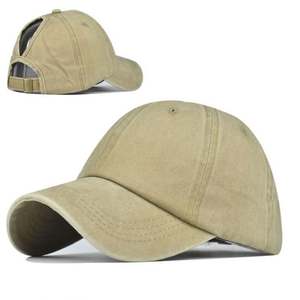 Gorra de béisbol de algodón desgastado con diseño de orificio para coleta, venta al por mayor, gorras deportivas para mujer - Product Image 2