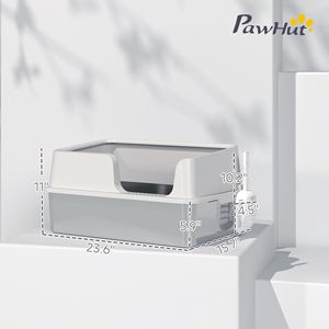 Lettiera per Gatti Grandi in Acciaio Inossidabile Grigio Chiaro con Design a Bordo Alto e Paletta, Facile da Pulire, Anti-Perdita di Urina, Peso 1kg - Product Image 3