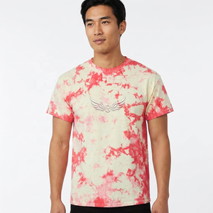 <b>Tie</b>-Dye Short Sleeve Men's T-Shirt With Wing Logo Regular Fit Casual O-Neck <b>Knitted</b> Fabric - Product Image 4