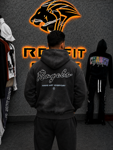 Men's Black Hooded <b>Zipper</b> <b>Sweatshirt</b> Regular Fit Fleece Casual Autumn Wear Front Logo Design - Product Image 2
