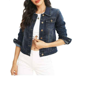 Chaqueta Bomber de Mezclilla para Mujer de Buena Calidad, Ecológica, Estilo Urbano, Corta, Oversize, con Botones, Invierno, 100% Algodón - Product Image 1