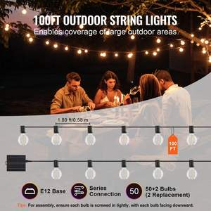100ft luce LED ad energia solare stringhe impermeabili Patio esterno luci con telecomando - Product Image 4