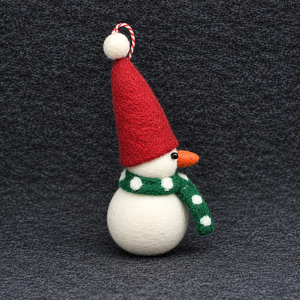 Handmade Felt Snowman Christmas <b>Ornament</b> <b>Red</b> Hat Green Scarf Traditional Holiday Decoration - Product Image 5