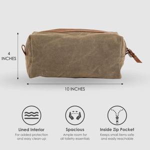 Trousse de Toilette de Voyage Imperméable en Cuir et Toile, Grande Capacité, avec Fermeture Éclair, Tendance, pour Sac, Organisateur de Voyage LCTB-0006 - Product Image 4