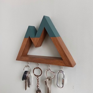Wooden Mountain Design Key Holder <b>Wall</b> Hanging <b>Hook</b> <b>Rack</b> Perfect For Entryway Key Storage And Nature Theme Decor From India - Product Image 1