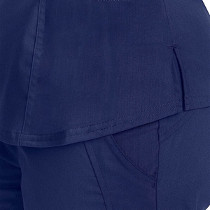 Women Navy Blue V-Neck <b>Scrub</b> <b>Set</b> with Pockets Hospital Uniforms Cotton Polyester Woven Fabric Needle Detection - Product Image 4