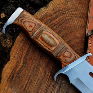 Cuchillo de caza hecho a mano con hoja fija de acero inoxidable, cuchillo táctico de supervivencia para exteriores, para pesca, camping y senderismo, con funda de cuero. - Product Image 4