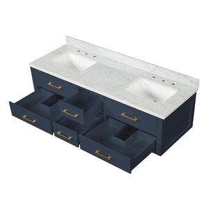 Blu 72 Pollici L X 22 Pollici Mobile Bagno Doppio con Top in Marmo di Carrara - Product Image 5