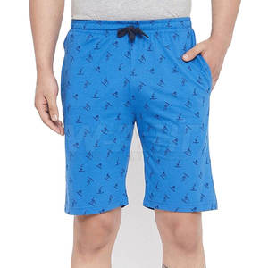 Shorts de plage pour hommes en toile à séchage rapide, imprimé floral tropical bleu, avec cordon de serrage à la taille et poches, style décontracté Bermuda - Product Image 1