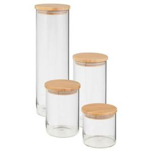 Clear Glass Kitchen Canister with Wooden Cap Countertop Storage <b>Jar</b> for Dry Fruits Seeds Grains <b>Cookies</b> Candy and Tea - Product Image 3