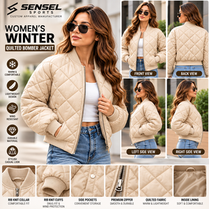 <b>Women</b> Quilted Jacket Stand Collar Zip Up Short <b>Coats</b> with Pockets Cropped Winter <b>Women's</b> Bomber Jackets Outdoor Wear Jacket - Product Image 5
