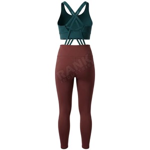 Women Yoga Set Breathable Stretchable <b>Activewear</b> <b>Leggings</b> And Sports Bra Outfit For Gym Workout Training And Fitness - Product Image 2