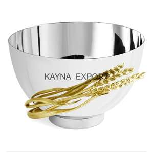 Bol de luxe de 6 pouces en acier inoxydable écologique, poli, motif branche argentée, très demandé, pour les collations et apéritifs de fête - Product Image 5