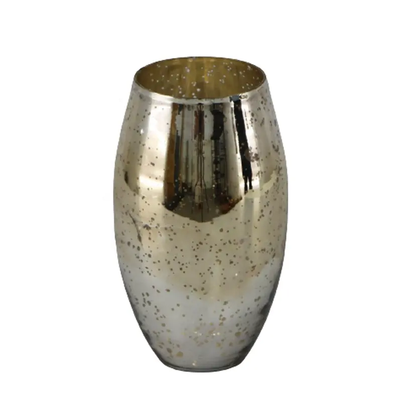 Роскошная стеклянная ваза для цветов серебряного цвета, длинный овальный цветочный горшок для гостиной, домашний декор или настольная Цветочная ваза.