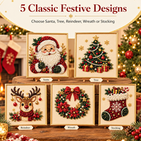 Kit de Peinture Diamant Moderne Minimaliste DIY pour Noël, sur Toile, Sans Cadre, avec Perles, Motif Père Noël