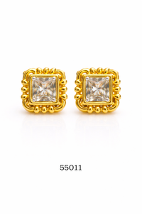 Boucles d'oreilles élégantes ovales en corail taille Asscher plaquées platine/or pour un usage quotidien et pour les occasions spéciales - Product Image 3