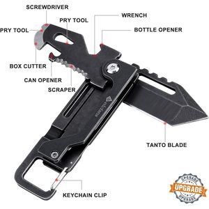 Portachiavi Multifunzione con Coltello Tanto, Taglierino, Apribottiglie/Apribarattoli, Cacciavite, Chiave Inglese, Strumento di Apertura, Moschettone e Clip per Chiavi - Product Image 2