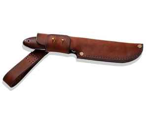 Cuchillo de caza Vikingo OEM de grado industrial con hoja fija de alta calidad, mango de madera y funda de cuero, estilo medieval. - Product Image 3