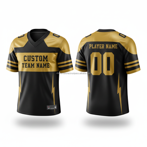Camiseta de Fútbol Americano OEM para Hombre, Cuello Redondo, Manga Corta, Absorbe la Humedad, Protección UV, Impresión Sublimada, Azul Marino, Personalizada para Equipo - Product Image 3