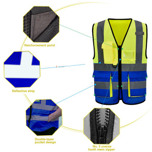 Ropa de seguridad nocturna para trabajadores en carreteras, ropa de seguridad para construcción, material de poliéster, con cremallera y bolsillos para ingenieros - Product Image 4