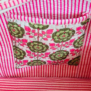 Soft Padded Cotton Tote <b>Bag</b> With Vintage Style Floral Hand Block Printing Created For Stylish Practical And Reusable Everyday - Product Image 3
