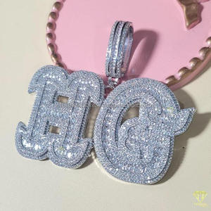 Custom <b>Name</b> Moissanite Diamond " HG " Pendant <b>Chain</b> Hip Hop Jewelry Iced Out Necklace Wholesale - Product Image 4