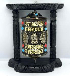 Ruedas de Oración Grabadas, Recuerdos Religiosos Decorativos, Regalos de Metal Tallado, Hechos a Mano, Budismo, Año Nuevo Chino, Asthamangal - Product Image 1