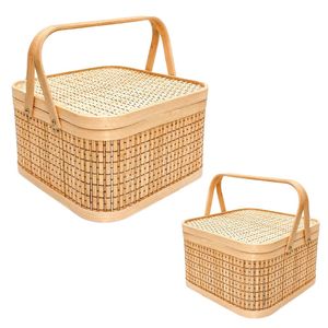 PHU HAO Best Selling Eco-Friendly <b>Square</b> Bamboo Gift <b>Basket</b> with Lid and Handles for Multi-Purpose Home Organization & Decor - Product Image 1