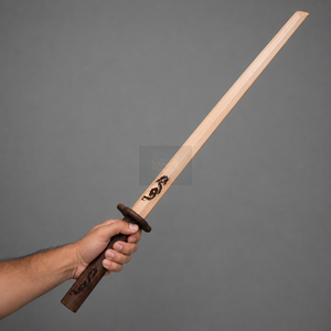 Épée d'entraînement en bois artisanale avec gravure de dragon |   Accessoire de décoration et d'entraînement en bois dur - Product Image 1