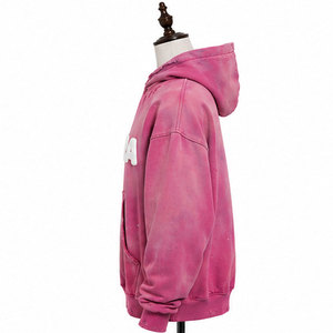 Sweat à capuche vintage délavé pour homme, coupe classique, effet soleil, en molleton polyester/coton, avec fermeture éclair, respirant, style streetwear - Product Image 4